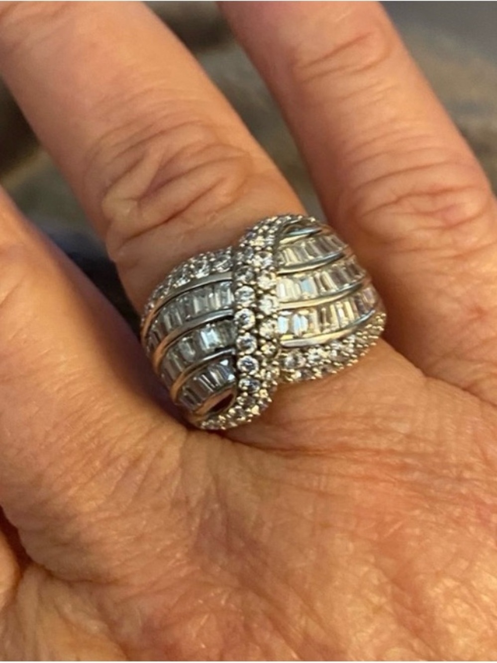 Elegant Sterling Simulated Diamond Ring, size 7